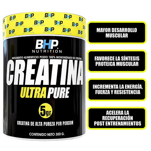 Bhp Creatina Ultra Pure 300 Gramos 60 Servicios