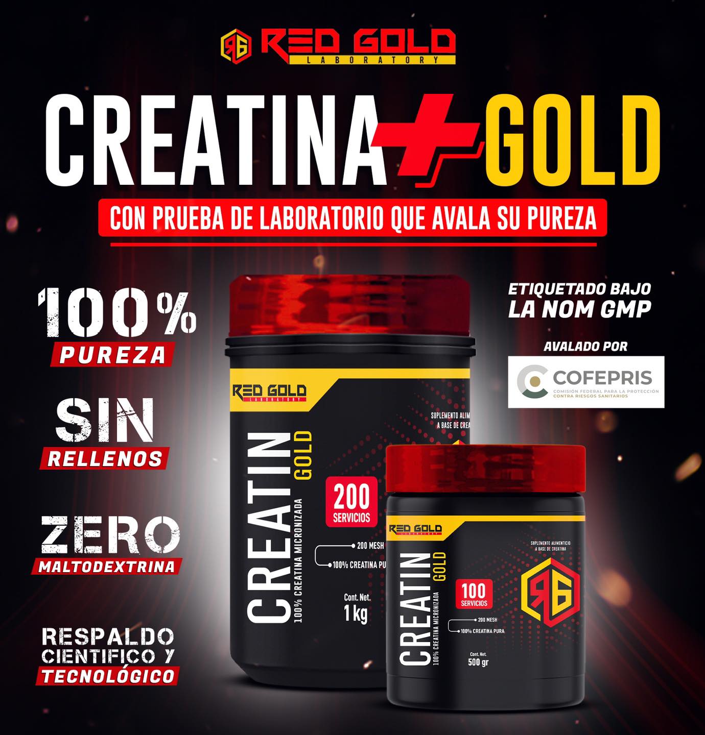 Red Gold Creatine Gold 500 Gramos 100 Servicios