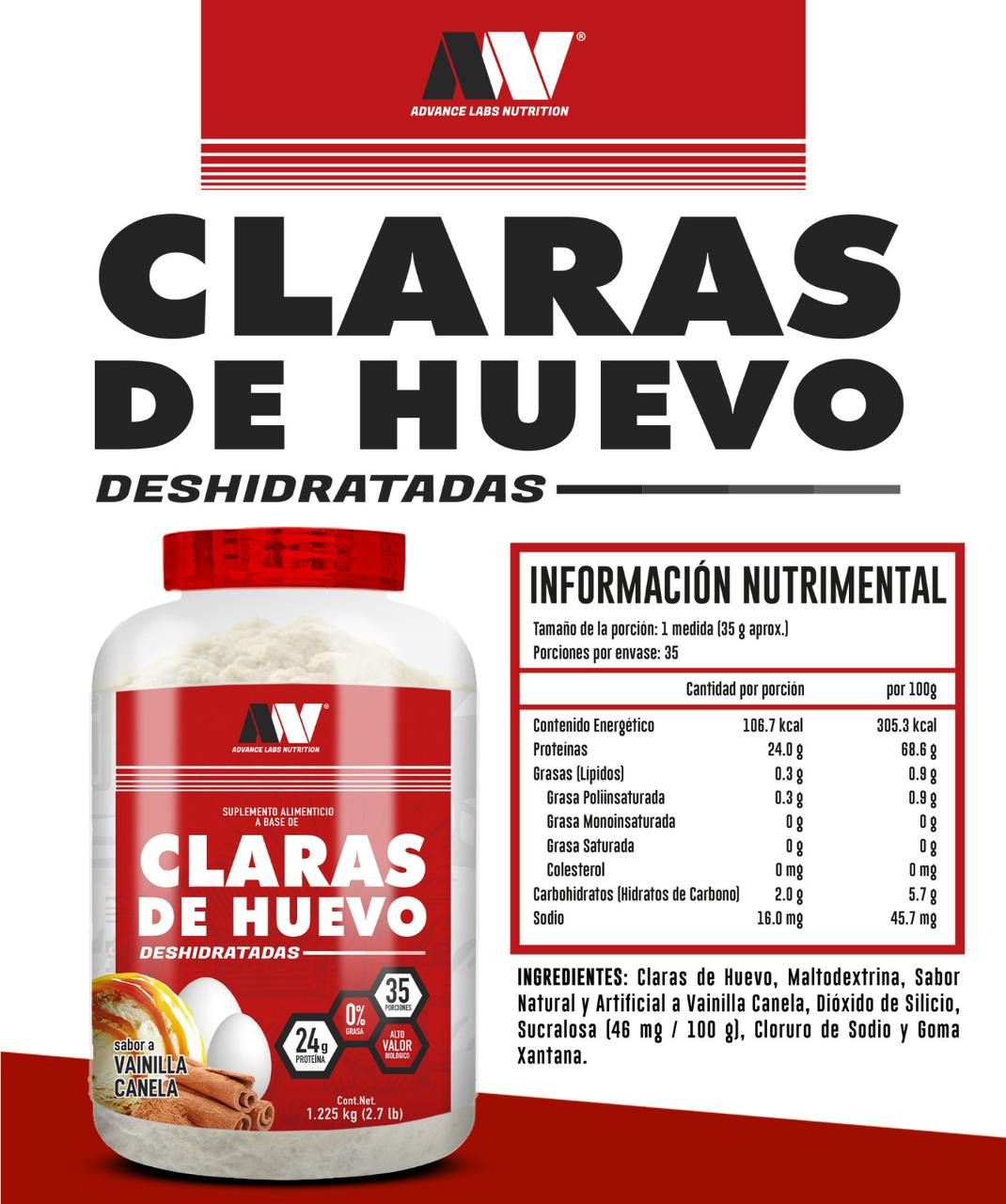 Advance Nutrition Claras de Huevo Deshidratadas 35 Servicios