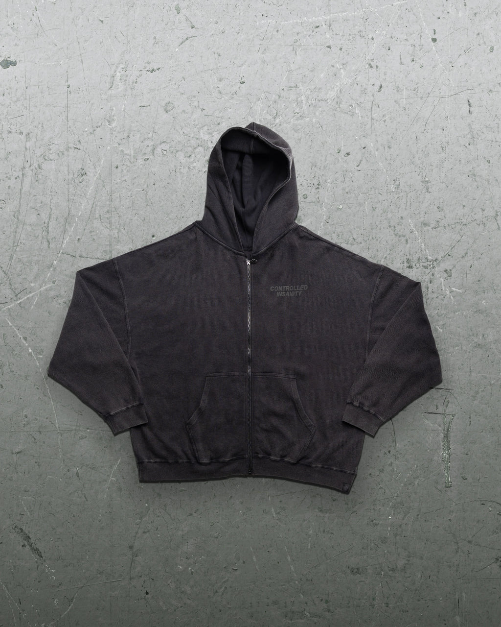 Controlled Insanity Signature Waffleknit Zip-Up Black