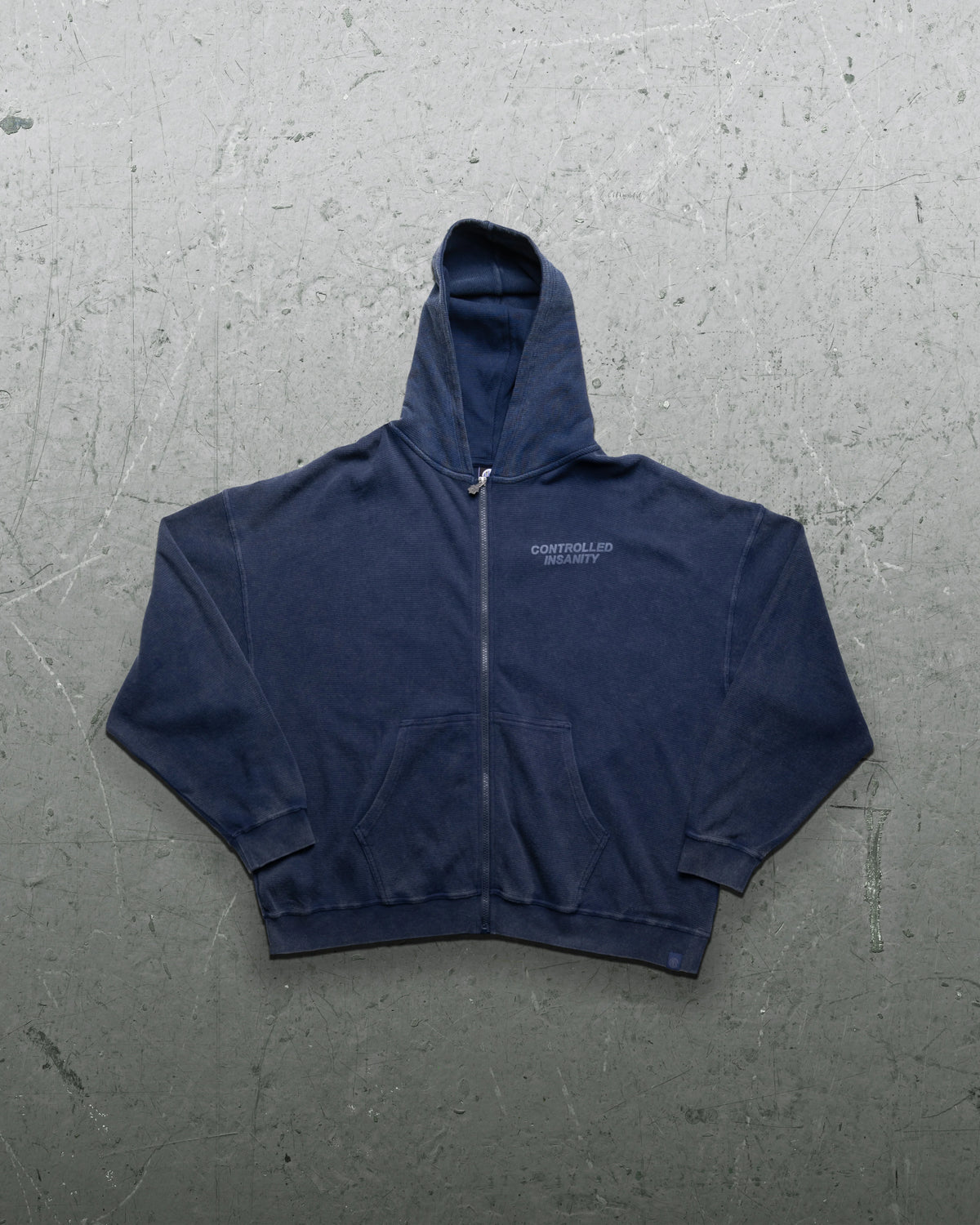 Controlled Insanity Signature Waffleknit Zip-Up Navy